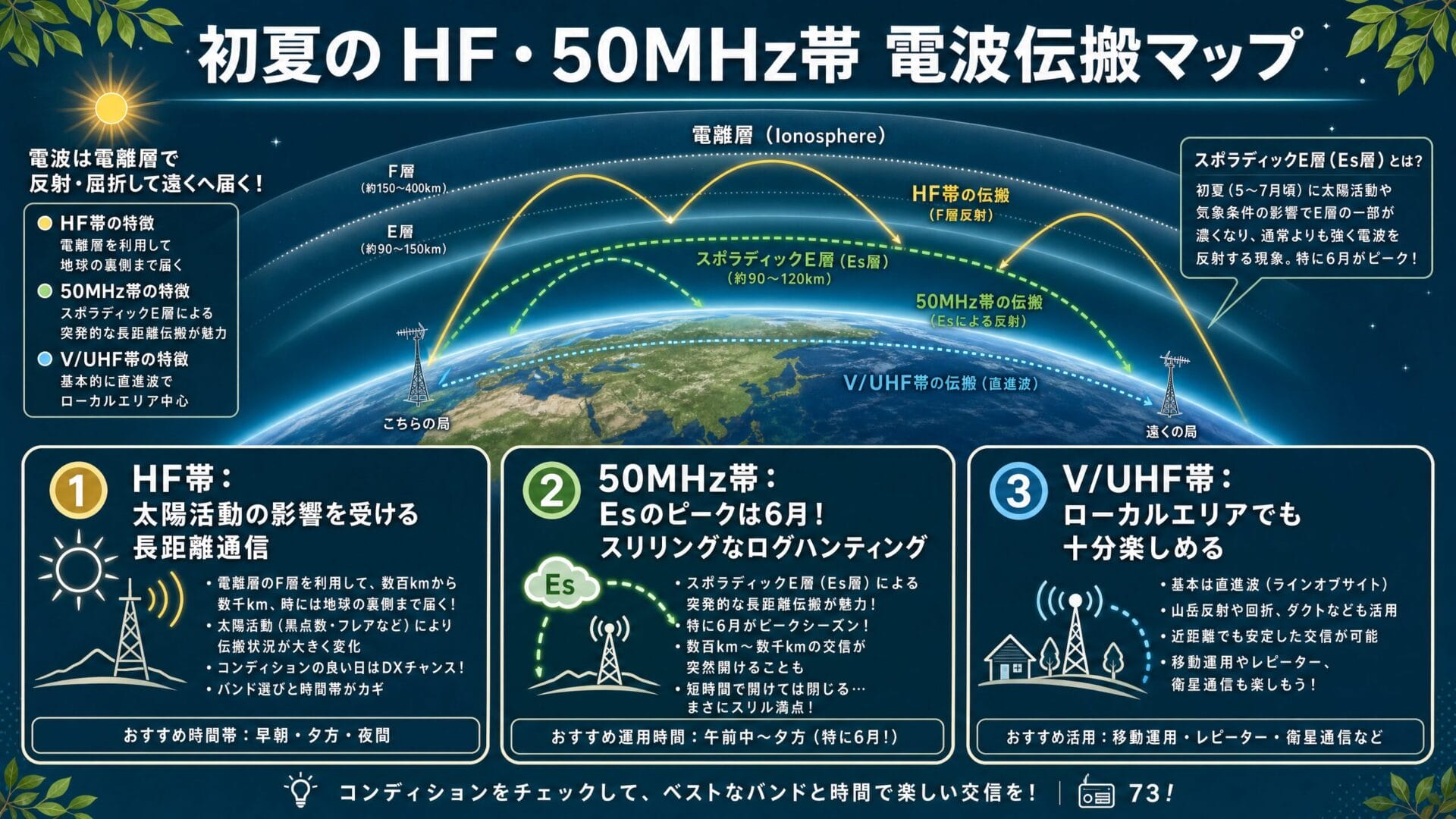 初夏のHF・50MHz帯 電波伝搬マップ