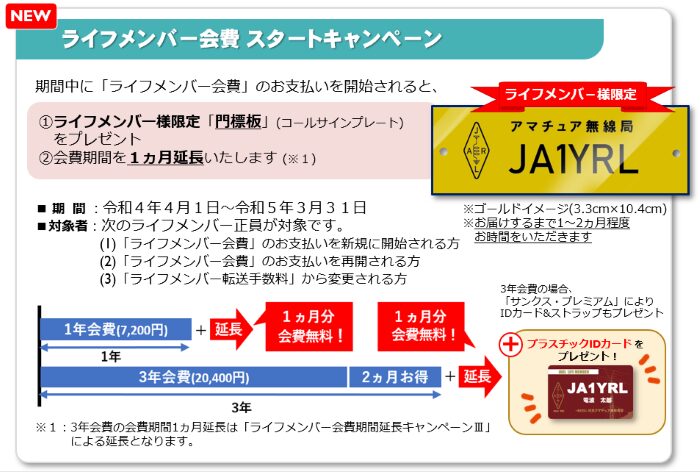 「ライフメンバー会費」をスタートキャンペーン