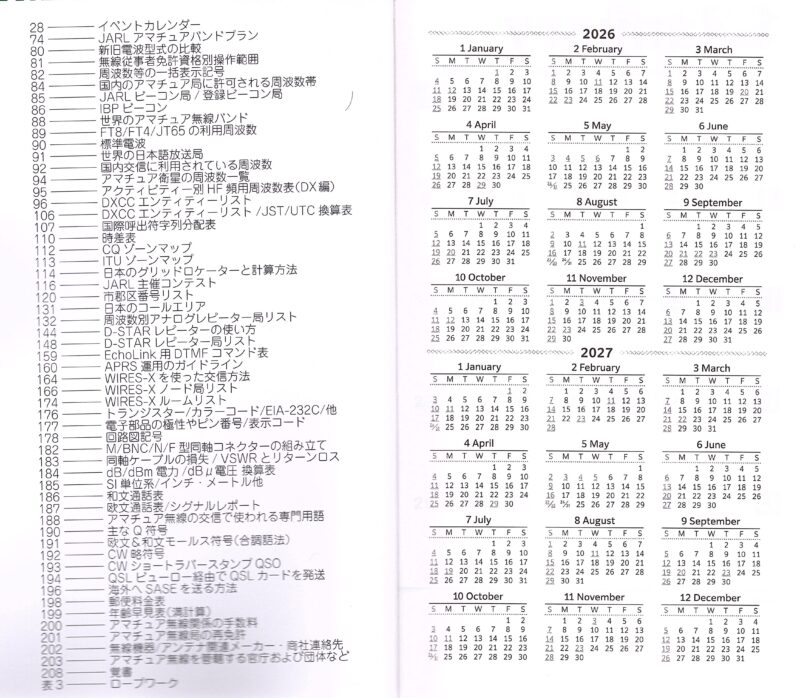 2026年HamNoteBookの目次