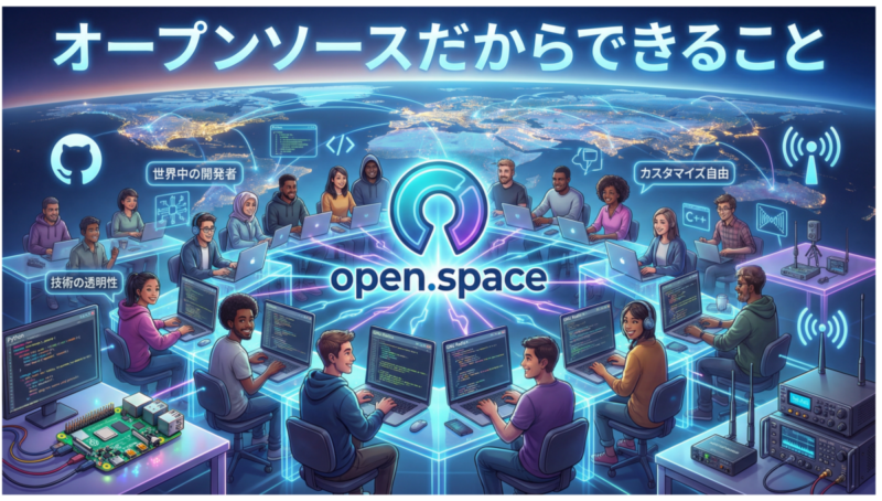 世界中の開発者が協力するオープンソースコミュニティを象徴する画像