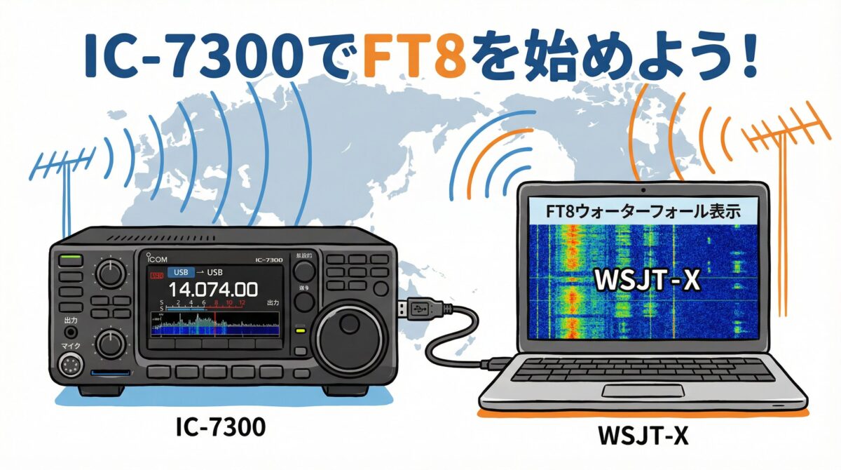 IC-7300とPCをUSBケーブルで接続
