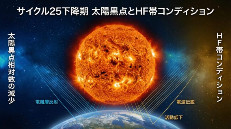サイクル25下降期の太陽黒点とHF帯コンディション