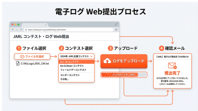 JARL電子ログ提出用Webページのスクリーンショット