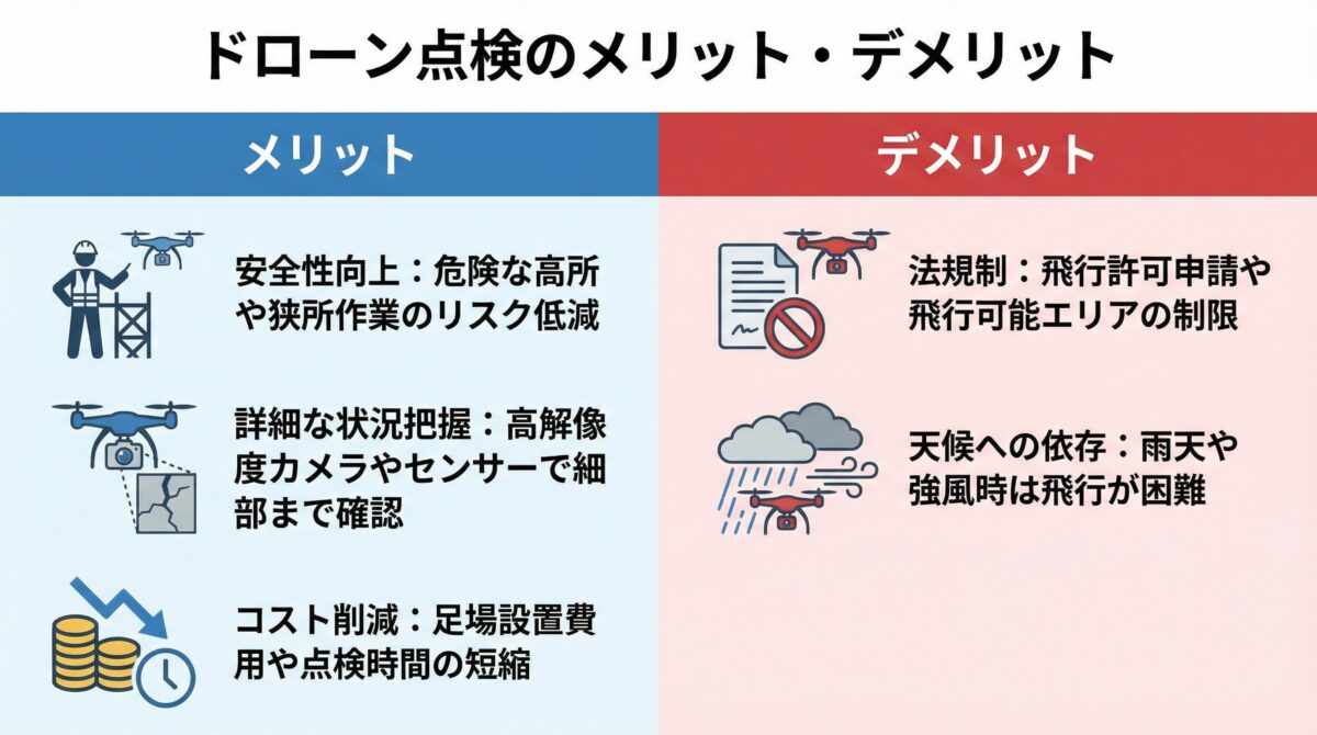 ドローン点検のメリット・デメリット