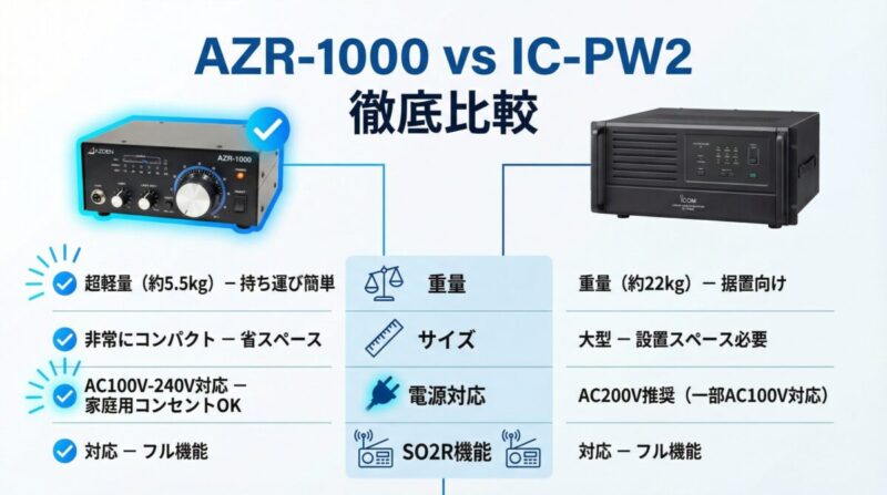 AZR-1000とIC-PW2の比較