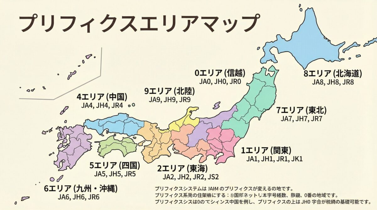 日本のプリフィクスエリアマップ