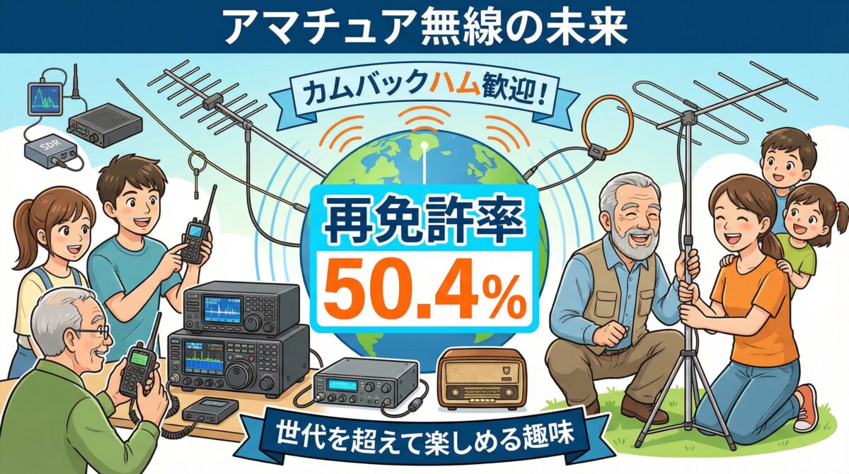 アマチュア無線の未来と再免許率50.4%
