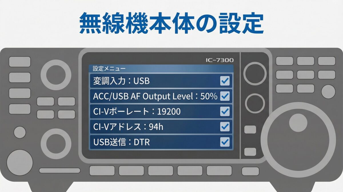IC-7300本体の設定項目