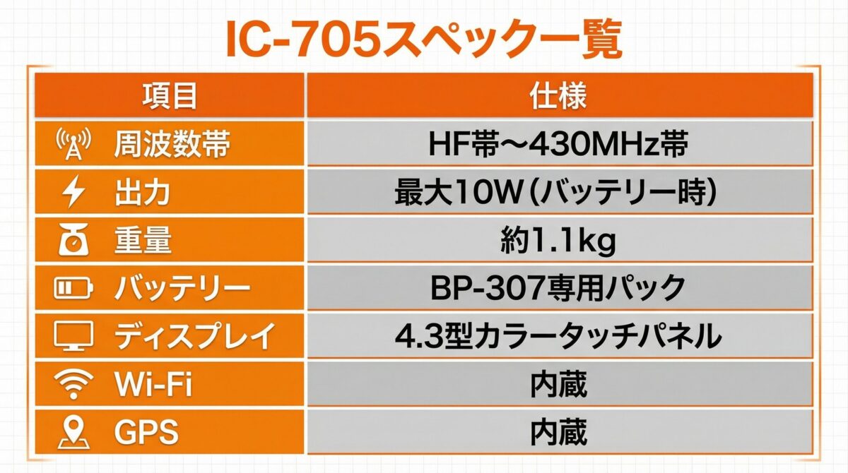 IC-705スペック一覧