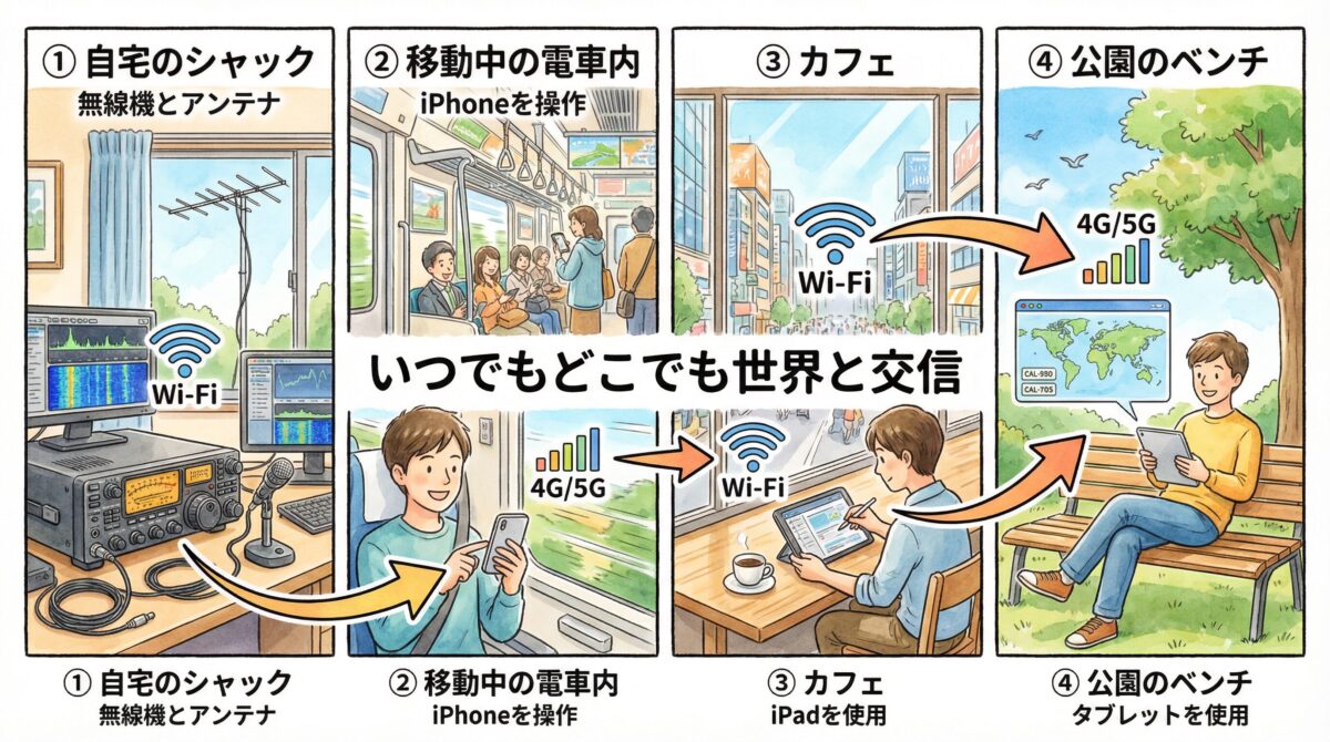 外出先でのリモート運用シーン