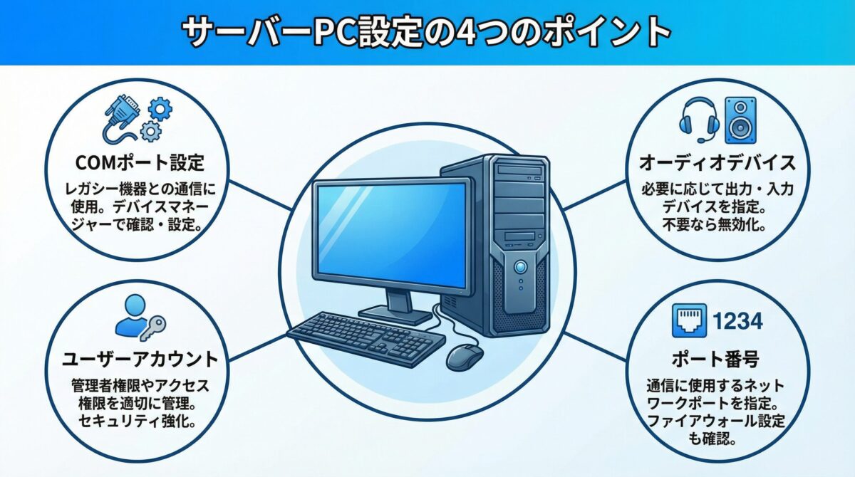 RS-BA1 サーバーPC設定画面のイメージ