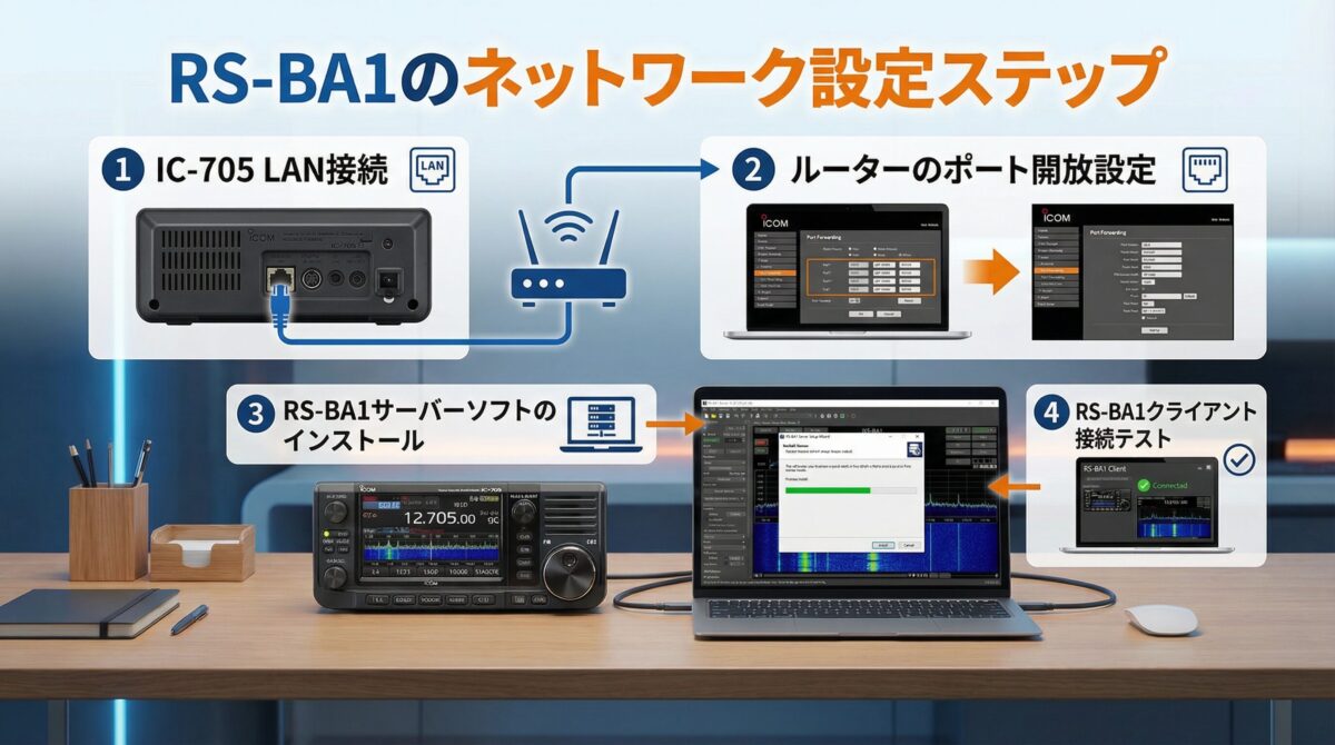 RS-BA1のネットワーク設定4ステップ - LAN接続・ポート開放・サーバーインストール・接続テスト