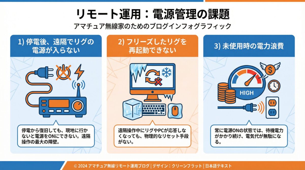 リモート運用の電源管理3つの課題 - 停電後の起動不可・フリーズ再起動不可・待機電力浪費