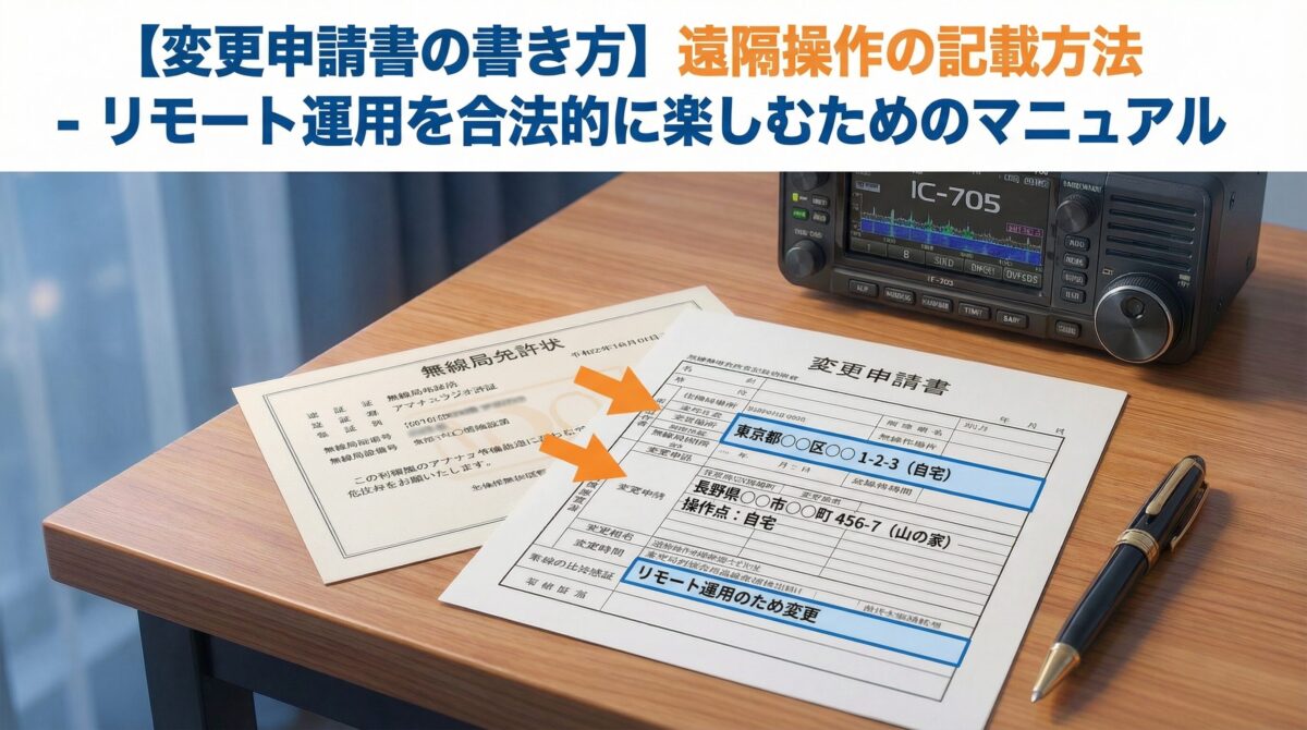 変更申請書の書き方 - 遠隔操作の記載方法（操作点住所・無線設備設置場所の記入例）