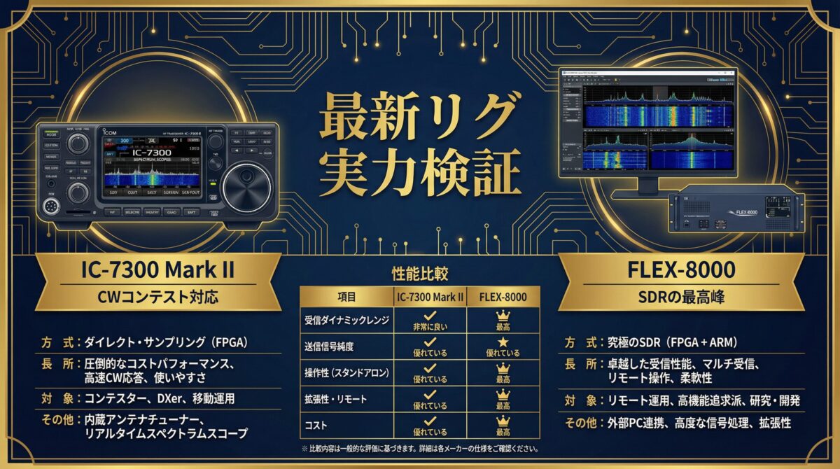 IC-7300 Mark IIとFLEX-8000シリーズの最新リグ実力検証