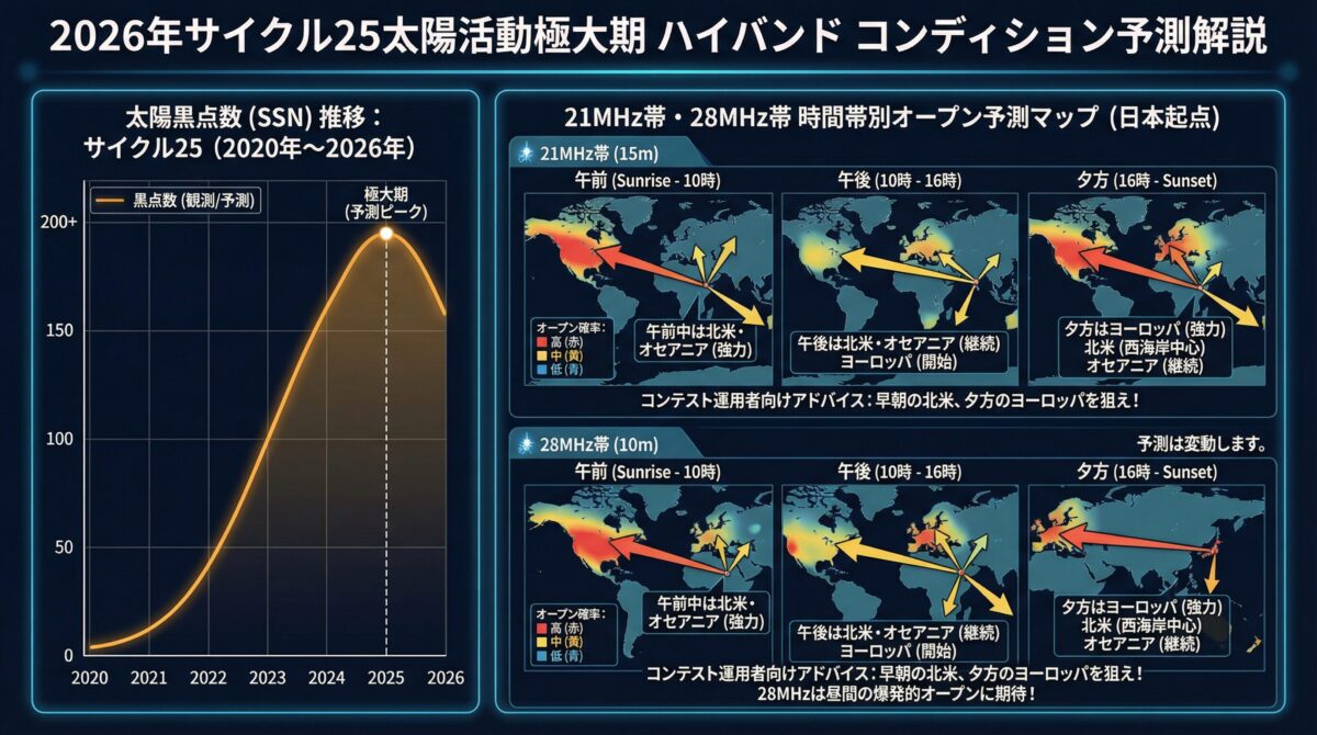 2026年サイクル25太陽活動極大期のハイバンドコンディション予測