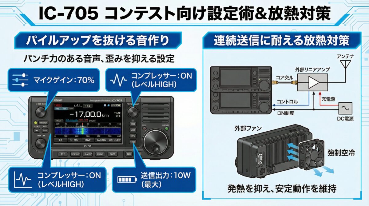 IC-705のコンテスト向け設定術と放熱対策
