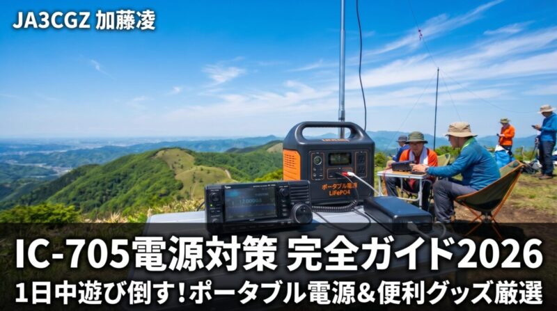 IC-705電源対策完全ガイド2026 - ポータブル電源とモバイルバッテリーを使った移動運用