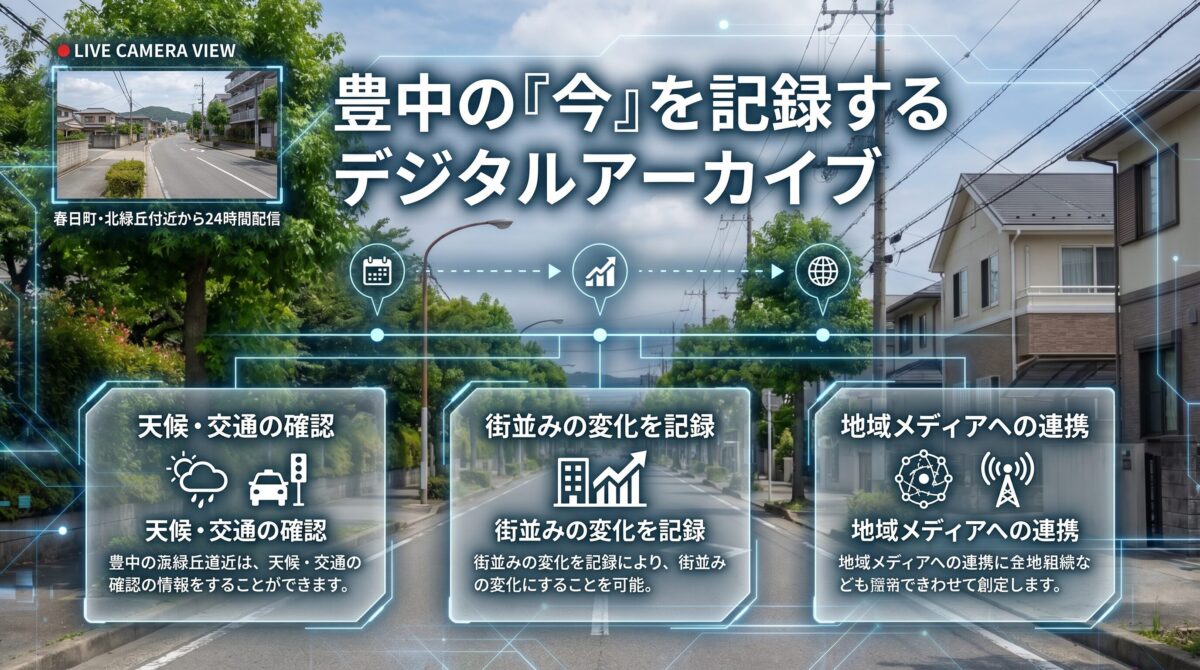 豊中の天候、交通、街並みの変化を記録するデジタルアーカイブ活用図