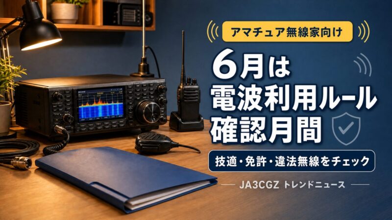 6月は電波利用ルール確認月間、技適・免許・違法無線をチェックするJA3CGZトレンドニュースのアイキャッチ