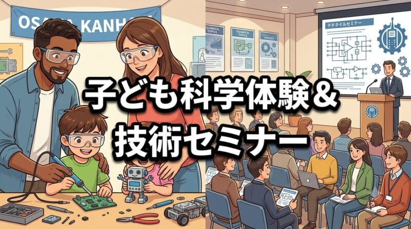 子どもの電子工作教室と大人向けのアマチュア無線技術セミナーのイメージ画像