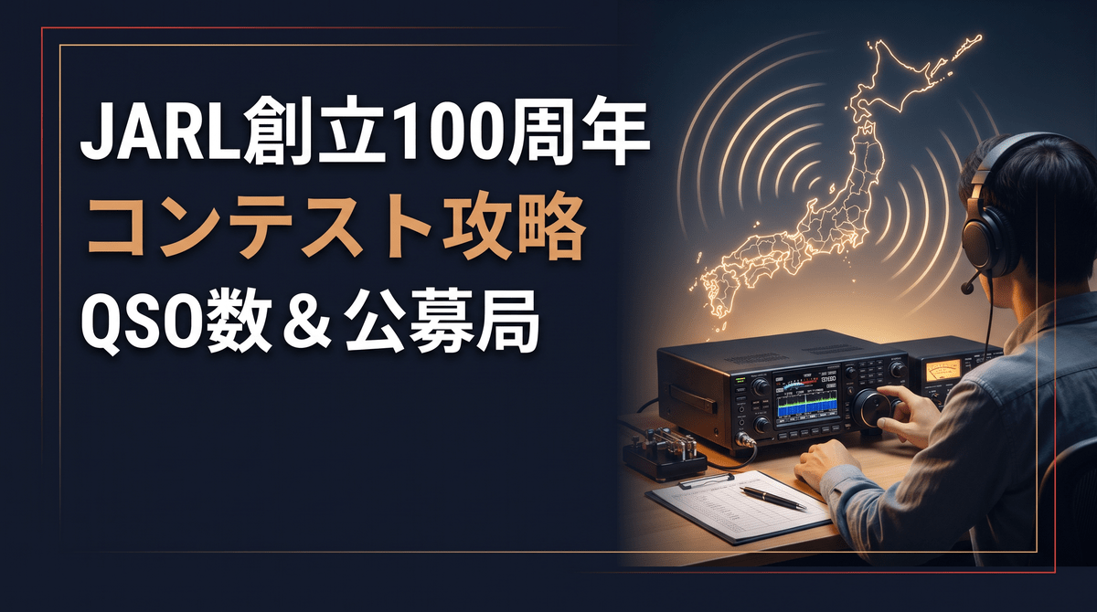JARL創立100周年コンテストと公募局運用を解説するアイキャッチ