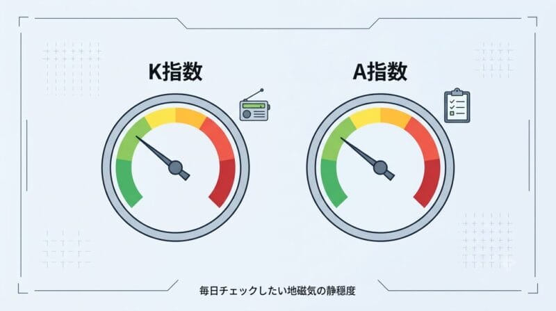K指数とA指数のゲージメーターで見る地磁気の静穏度チェック