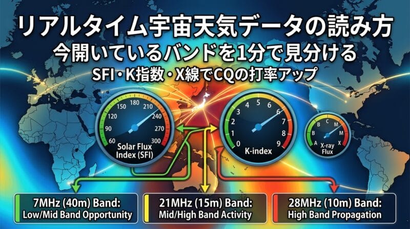 【実践】リアルタイム宇宙天気データの読み方：今開いているバンドを1分で見分ける手順のアイキャッチ